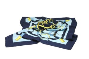 HERMÈS EPERON D'OR BLUE SILK SCARF