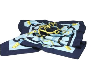 HERMÈS EPERON D'OR BLUE SILK SCARF