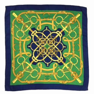 HERMÈS EPERON D'OR GREEN SILK SCARF